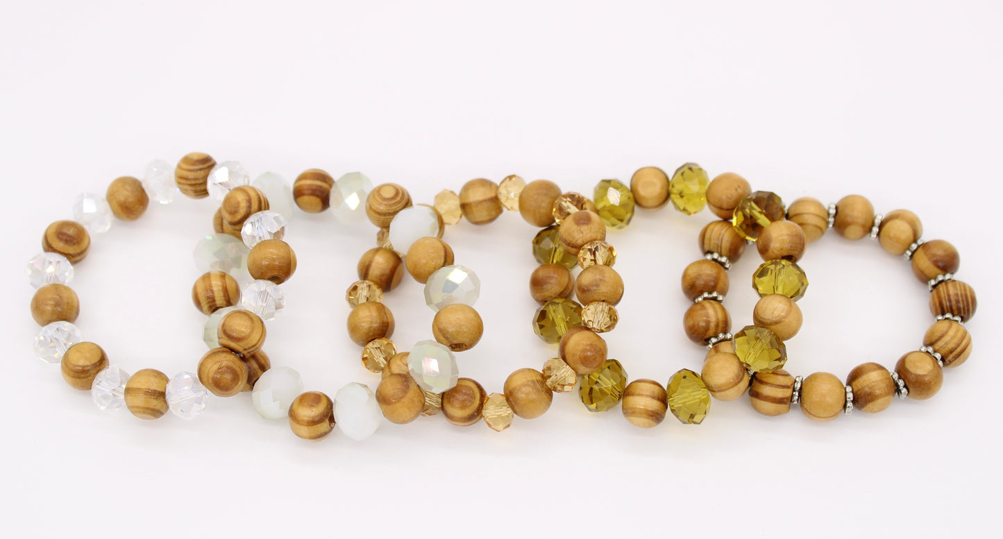 Wood & Crystal Bracelets