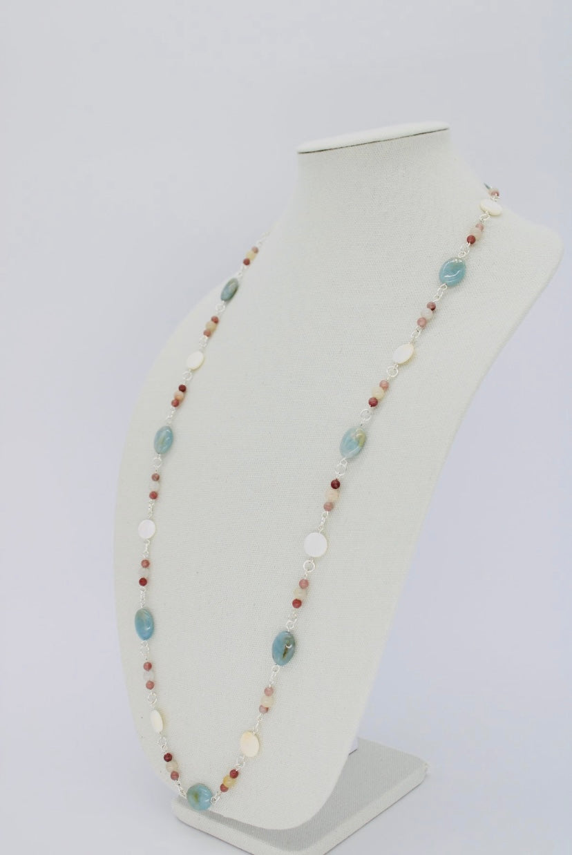 Aquamarine Shell Necklace