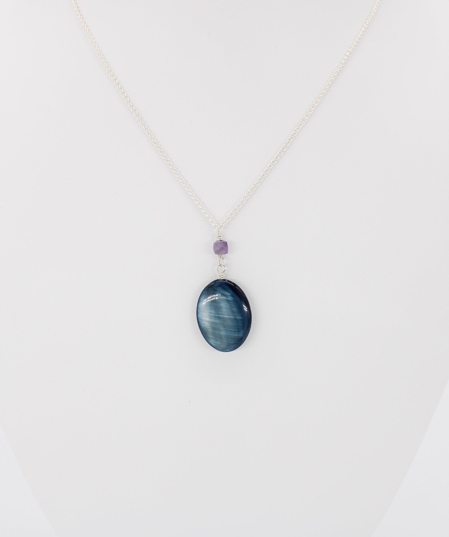 Blue Shell Locket Necklace