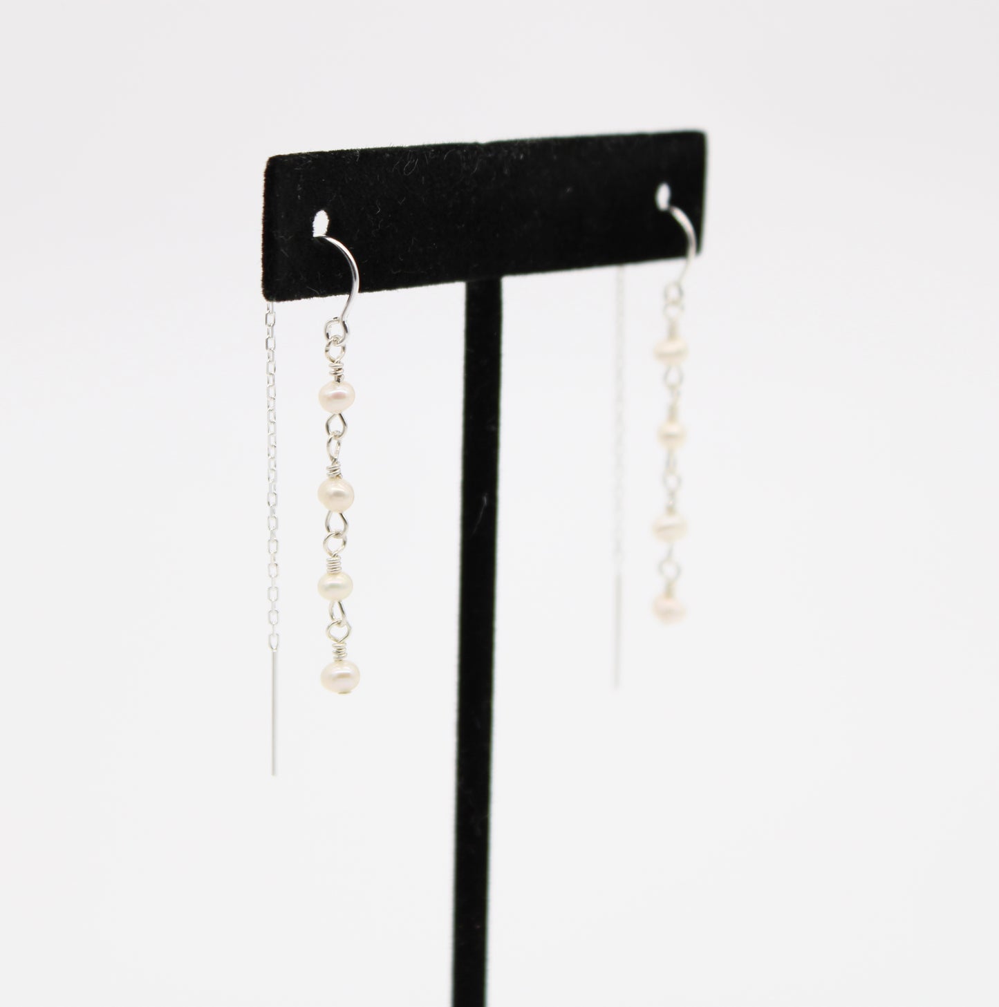 White Threader Earrings