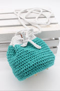 Blue Crochet Drawstring Purse