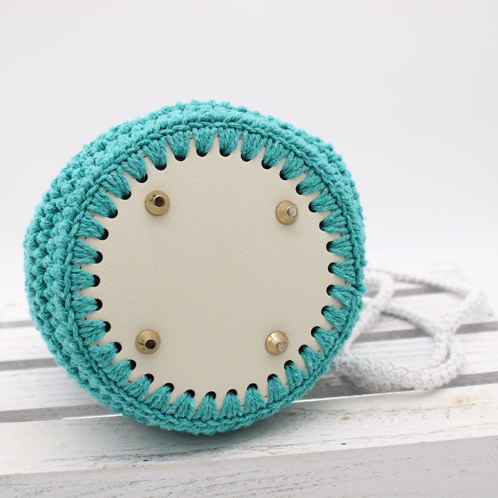 Blue Crochet Drawstring Purse