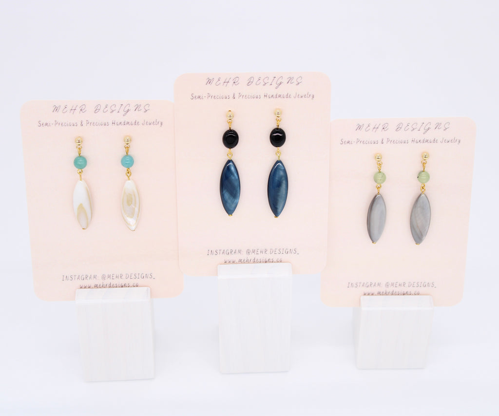 Mother of Pearl-Garnet Earrings