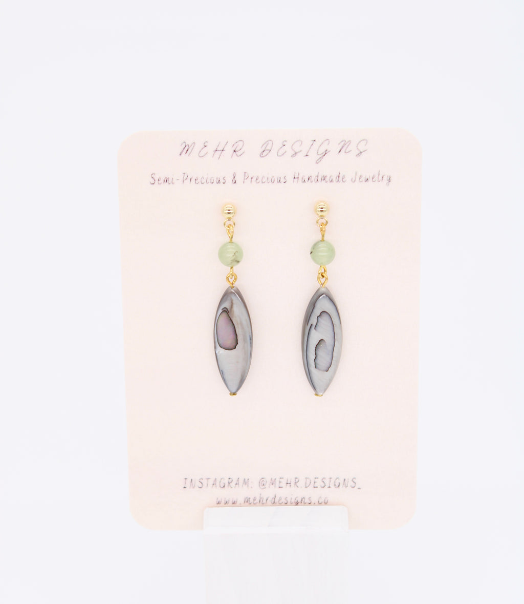 Mother of Pearl-Garnet Earrings