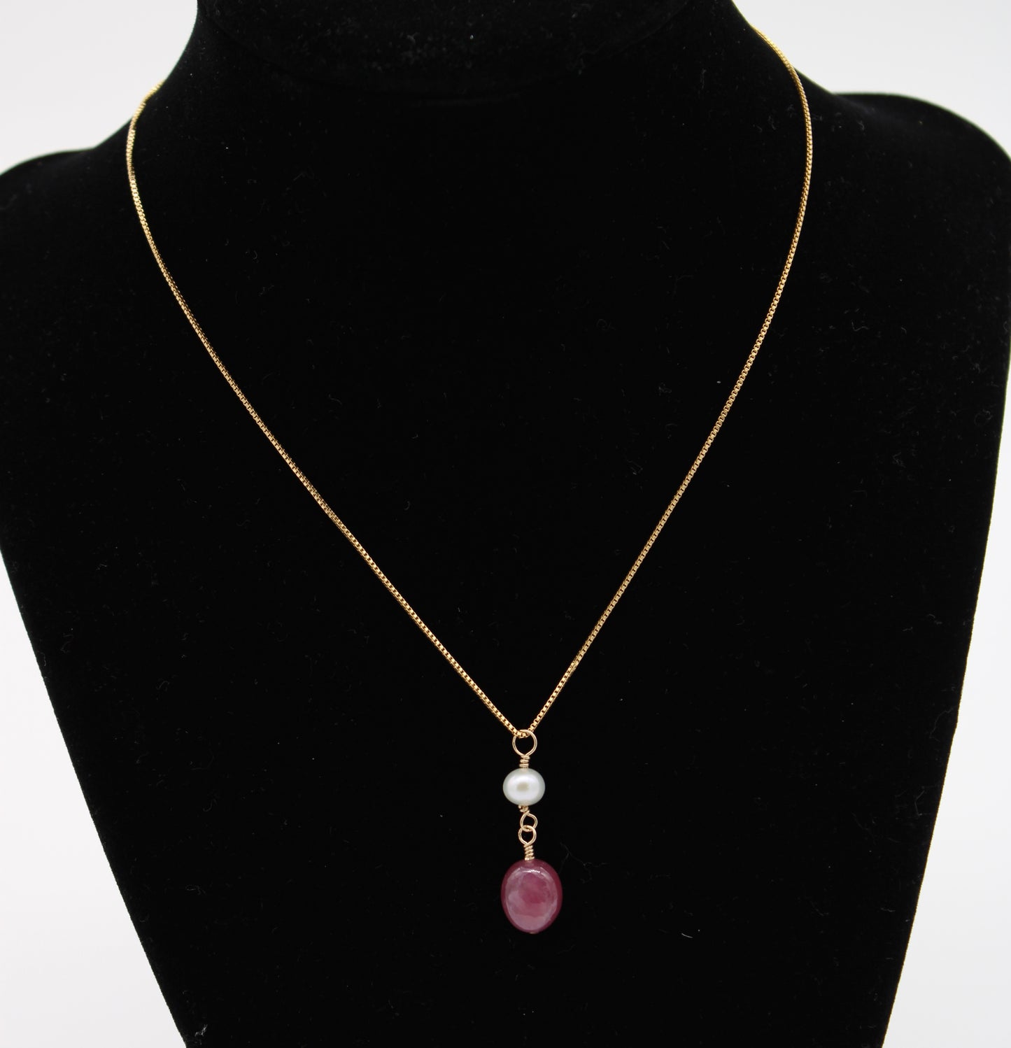 Pearl & Ruby Locket Necklace