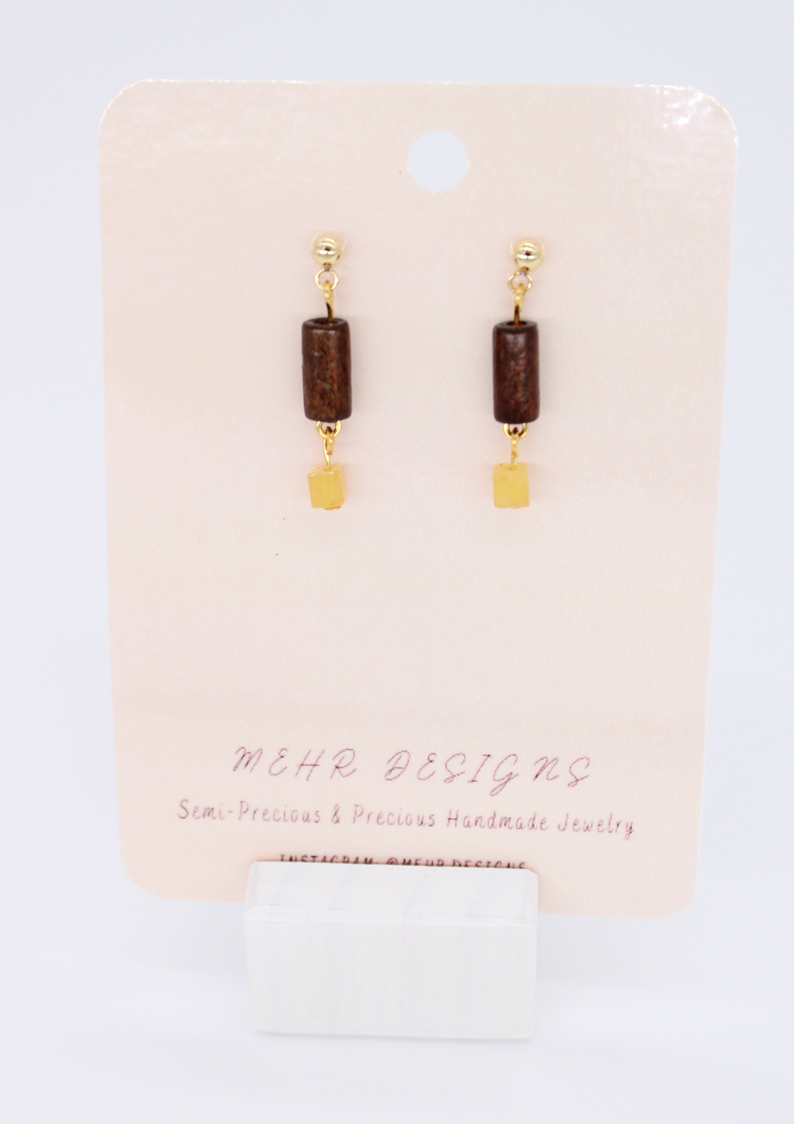 Dark Wood Jade Earrings