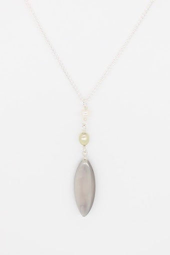 Silver Pearl & Shell Locket Necklace