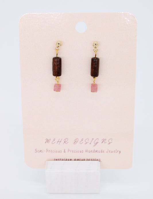 Dark Wood Jade Earrings