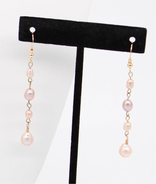 Pink/Tan Freshwater Pearl Earrings