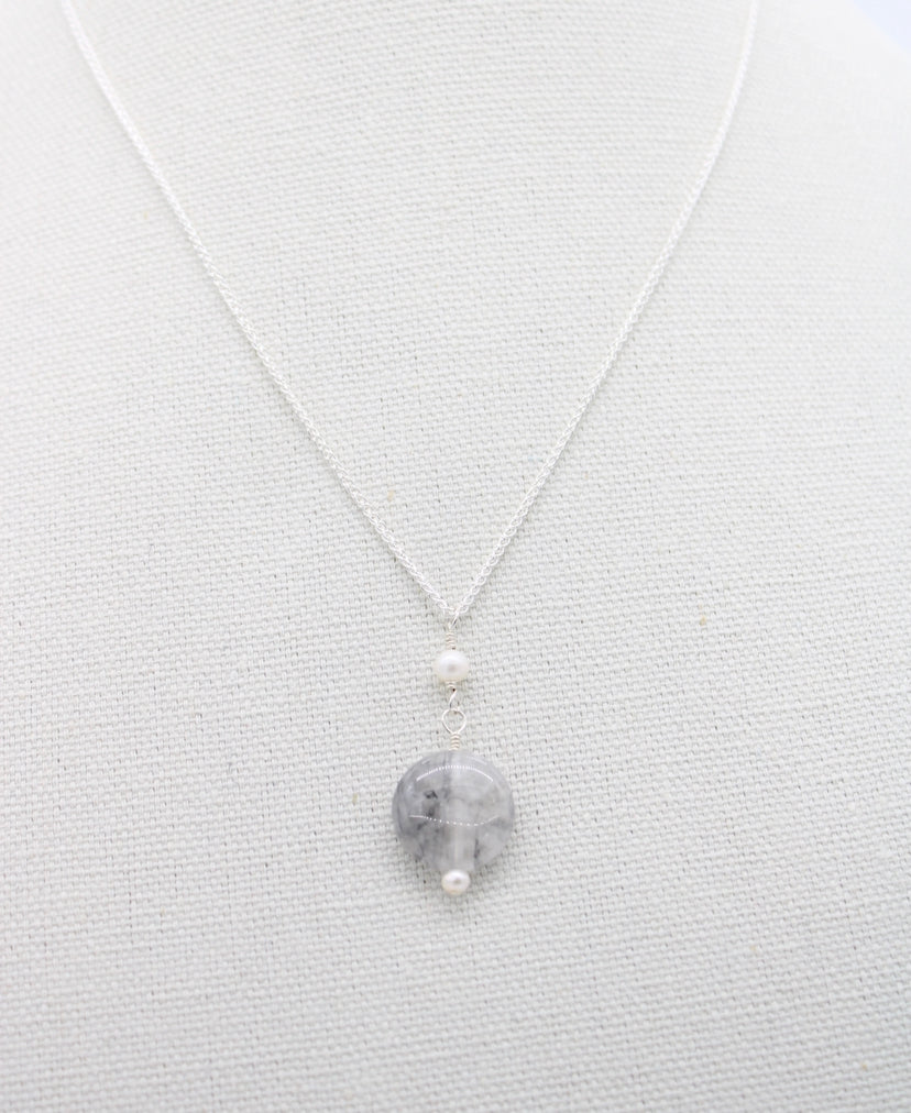 Pearl & Quartz Locket Neckace