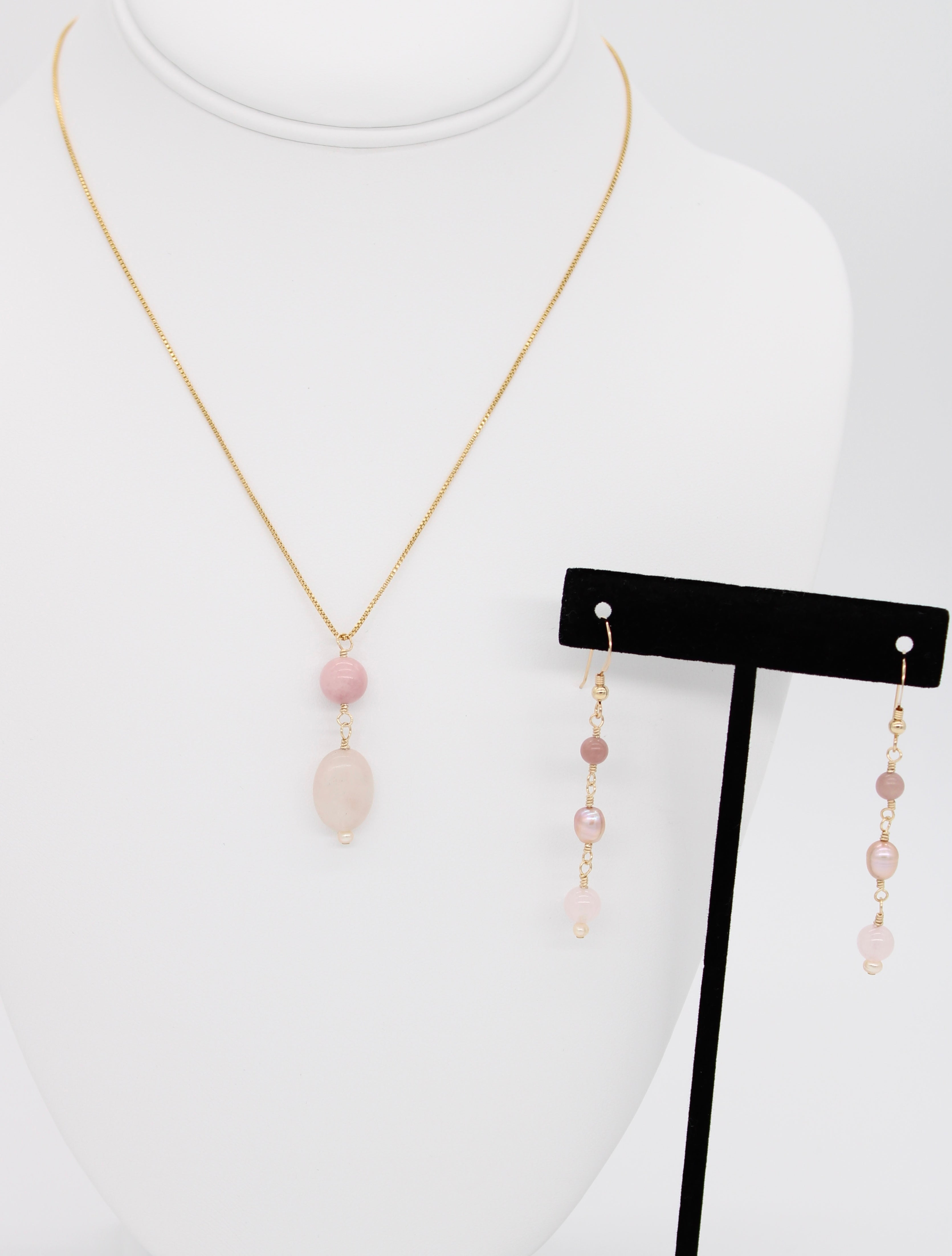 Earring & Necklace Pink Set