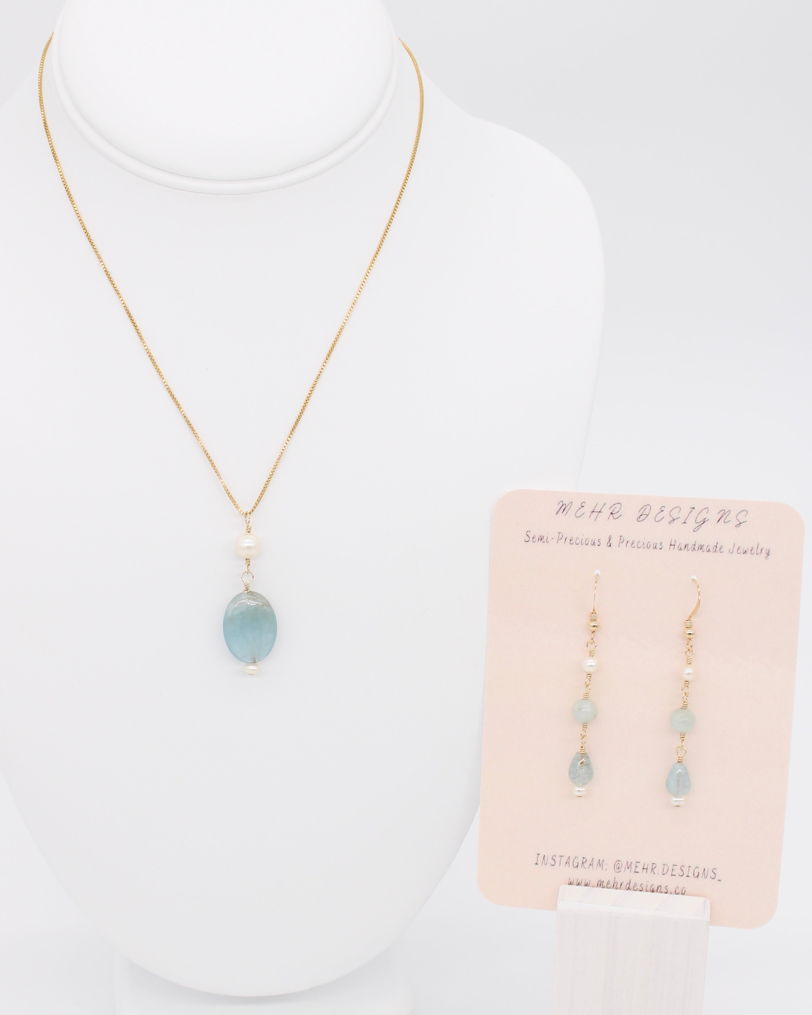 Earring & Necklace Aqua Set