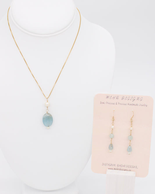 Blue Pearl Set (Earrings & Necklace)