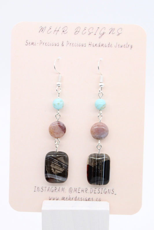 Rectangle Agate & Amazonite Earrings