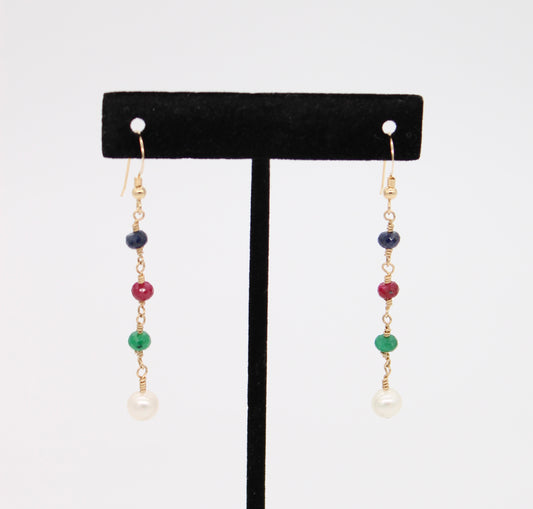 Multi-Stone Pearl Earrings